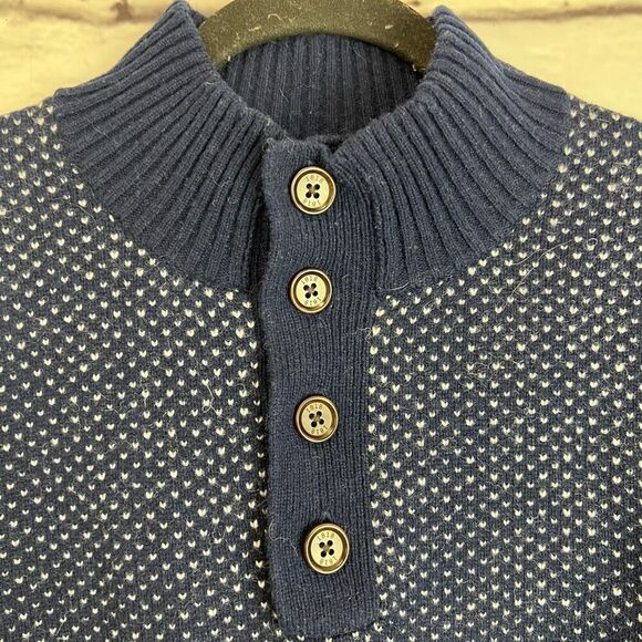 Brooks Brothers Men's Blue Geometric Henley Sweater Size M - Picture 2 of 6